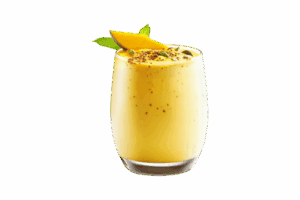 Mango Lassi (House Specialty: Lassi blended with mango & rosewater)