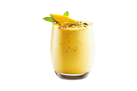 Mango Lassi (House Specialty: Lassi blended with mango & rosewater)